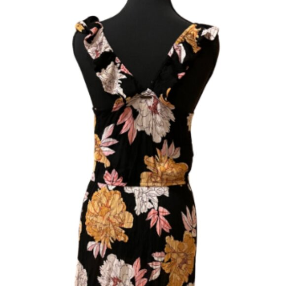 Billabong Girls Black Crinkled Floral Patterned Sleeveless Maxi Sundress - Picture 5 of 6